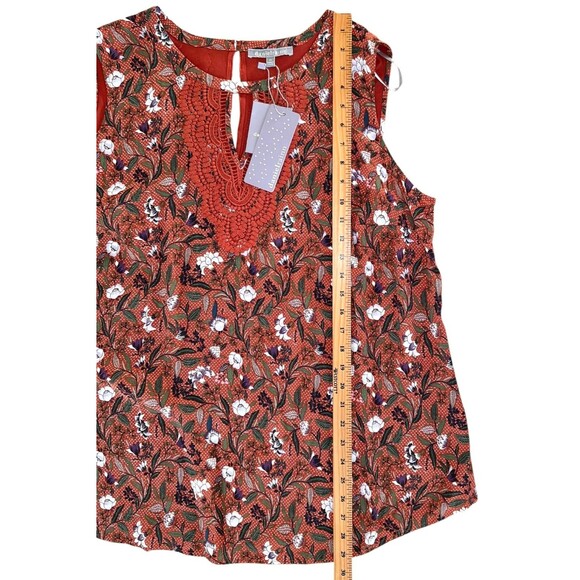 Daniel Rainn Women's Floral Flow Tank with Crochet Neckline Plus Size 2X Orange - Picture 9 of 9